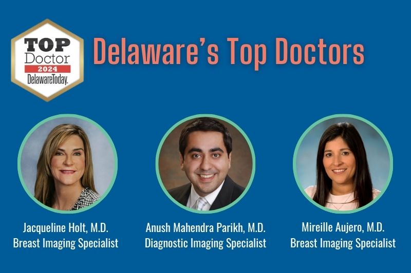 Delaware Imaging Network's Top Doc Award for Dr. Holt, Dr. Aujero, and Dr. Parikh