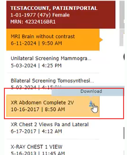 Exam list with download icon next to ready study