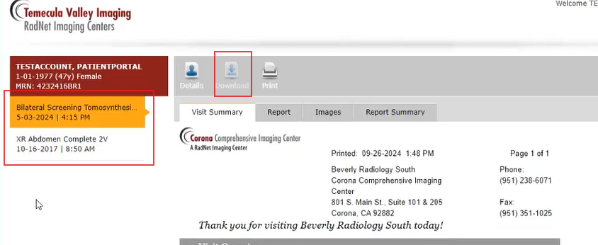 Recipient view of the shared studies